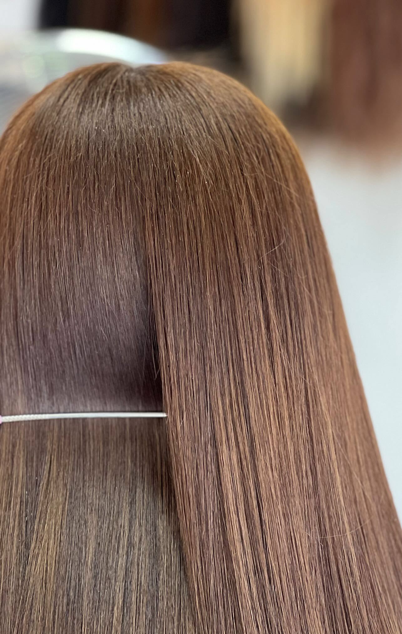 Smooth, glossy keratin treatment result at Luxe Hair and Beauty