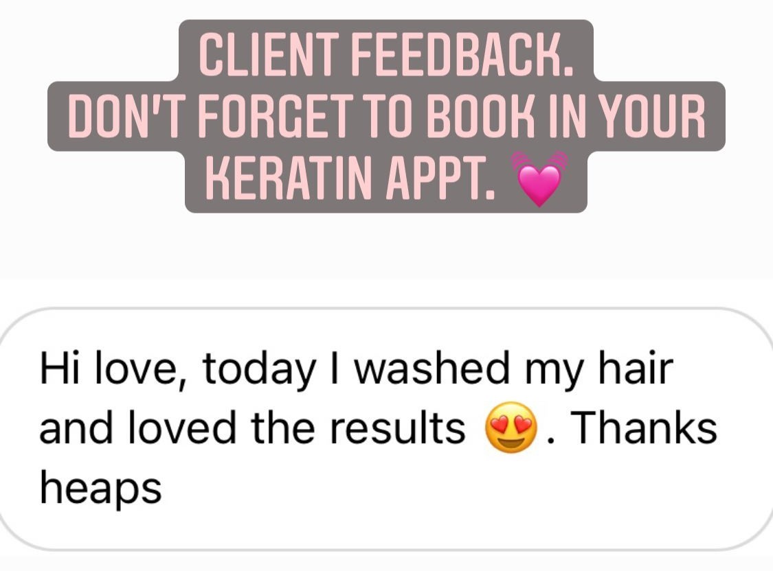 Client message: I washed my hair and loved the results, thanks heaps