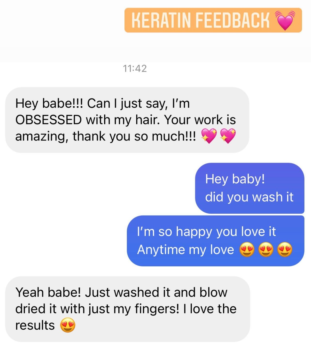 Client message: I am obsessed with my hair, your work is amazing