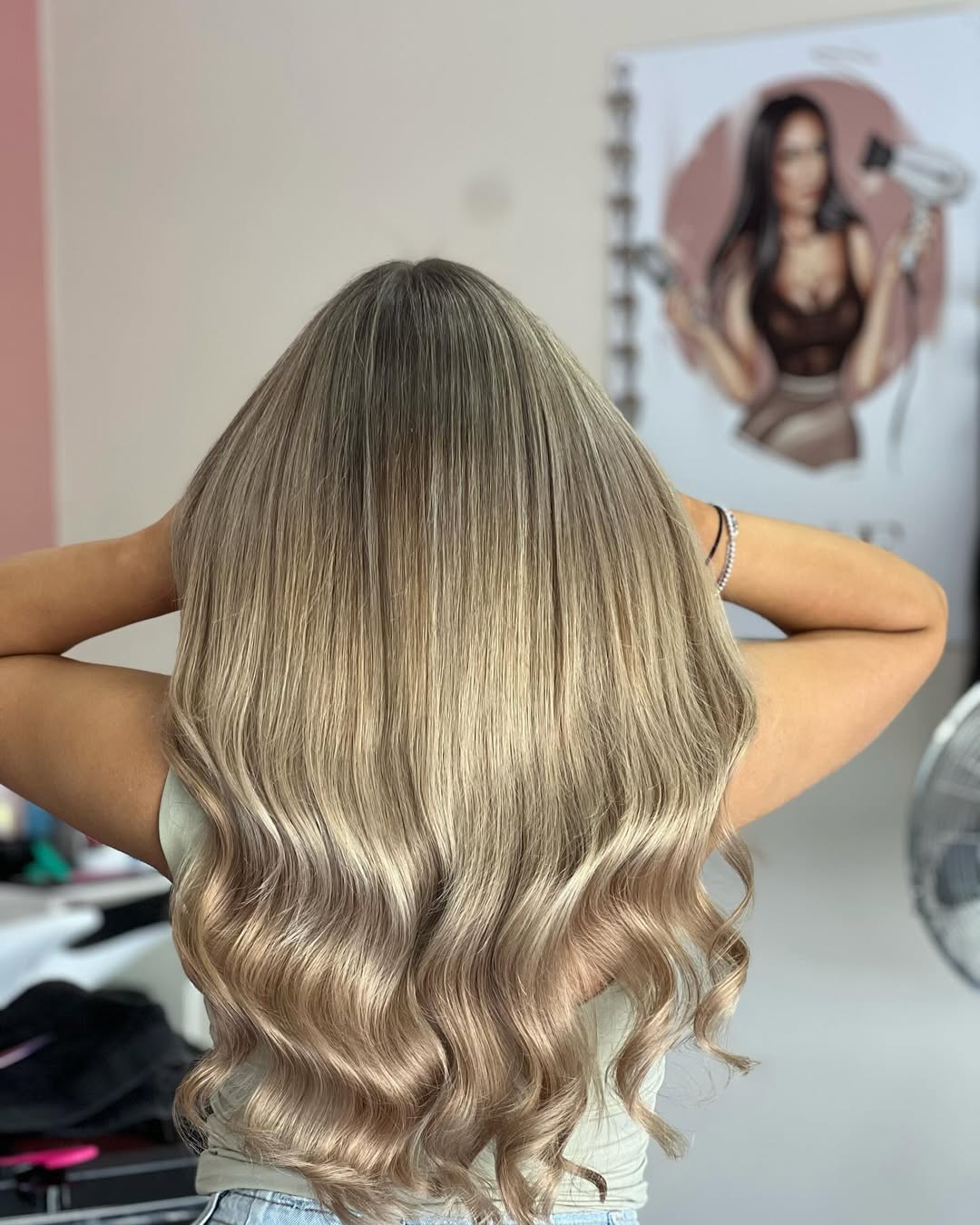 150G Remy Russian tape extensions in ash blonde, styled by Luxe Hair and Beauty